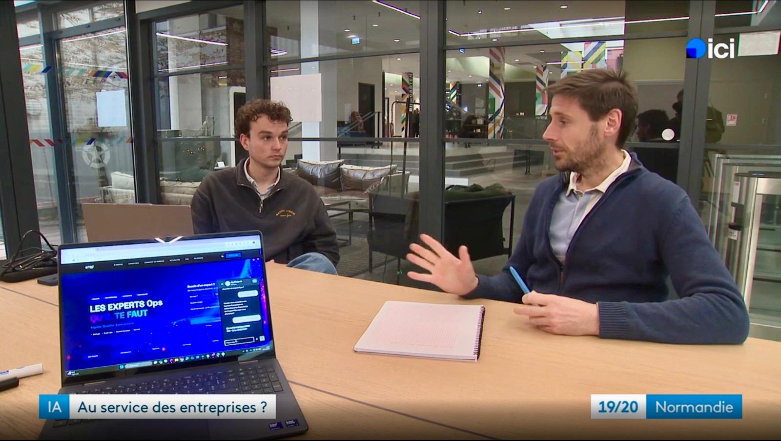 Démonstration de la plateforme 9Squad d’experts Ops filmée par France 3 Normandie pour son reportage sur l’IA en PME